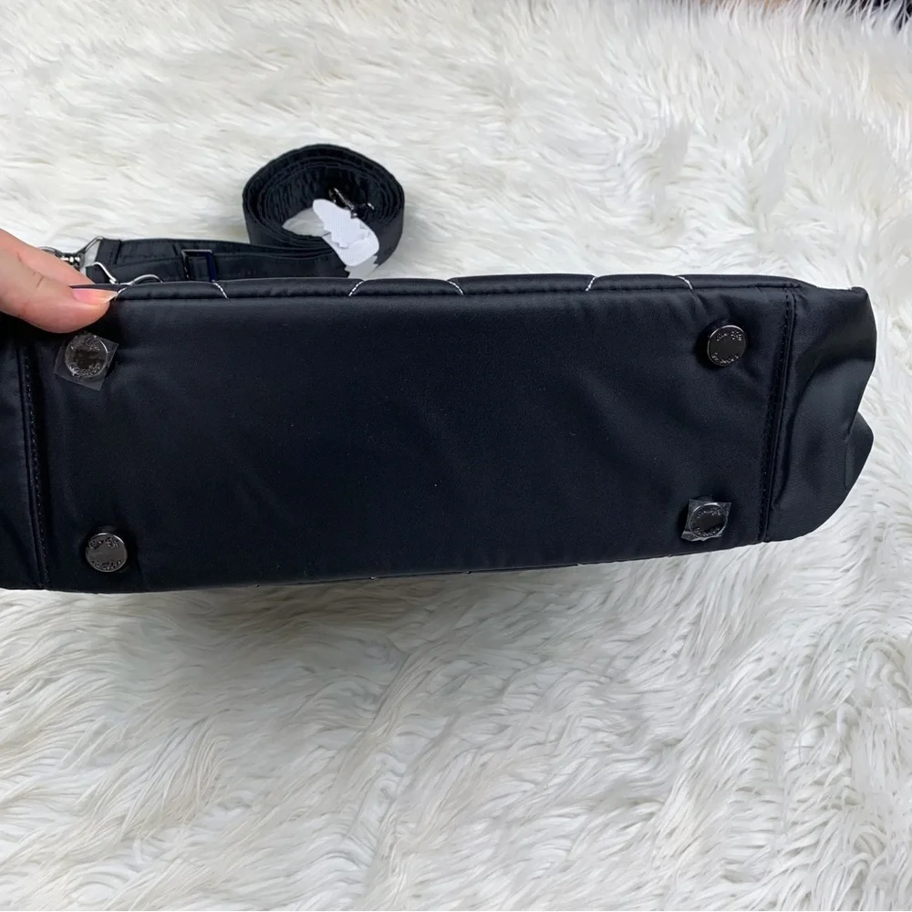 Lug Winger 2pc Hobo Bag Black Silver Stitch NEW Shoulder Crossbody Quilted Coin - Picture 5 of 9